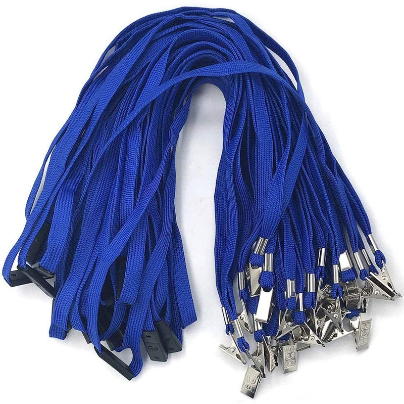 Bird Fiy Lanyards Breakaway Bulk Blue Lanyards Neck Flat Safety Badge Lanyard Bulldog Clip (Blue, 25 PCS) - Image 1